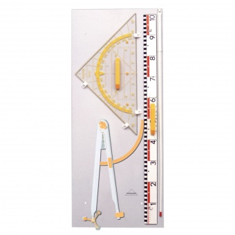 Gerätetafel-Satz mit Dezimeterlineal, Zirkel mit Gradbogen, Geo-Zeichendreieck 80 cm 